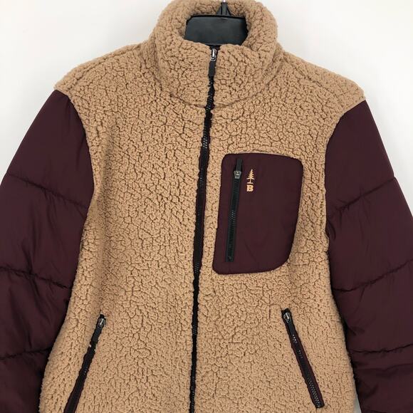 BASS OUTDOOR Womens Sherpa Puffer Jacket XS Tan Red Zip-up Quilted NWT - Picture 3 of 9